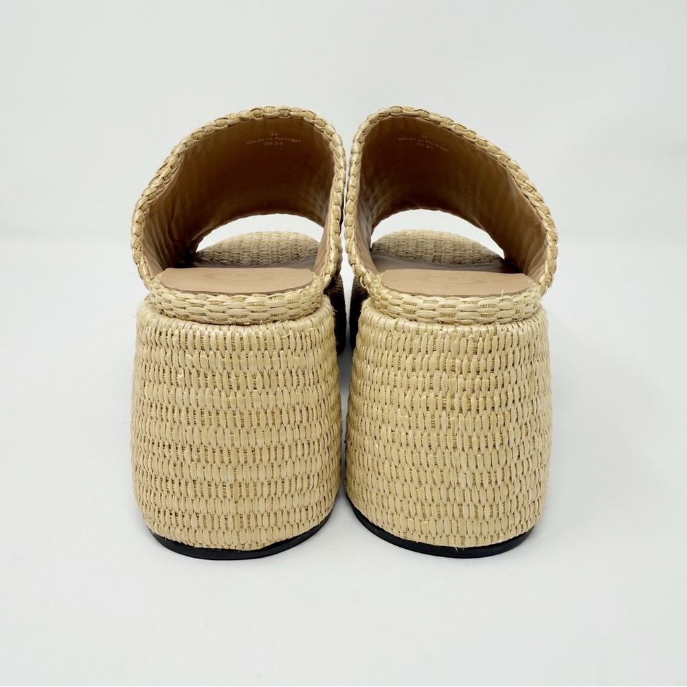 New Ganni Butterfly Raffia Platform Mules Natural Sz 9 - Picture 4 of 12
